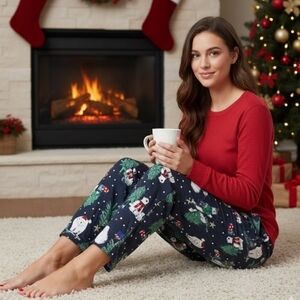 NEW! Joyspun Cozy Red and Navy Holiday Pajama Pants Sz Large NWT